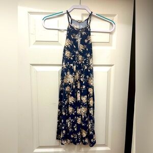 XS American Eagle floral cotton high-neck A-line dress